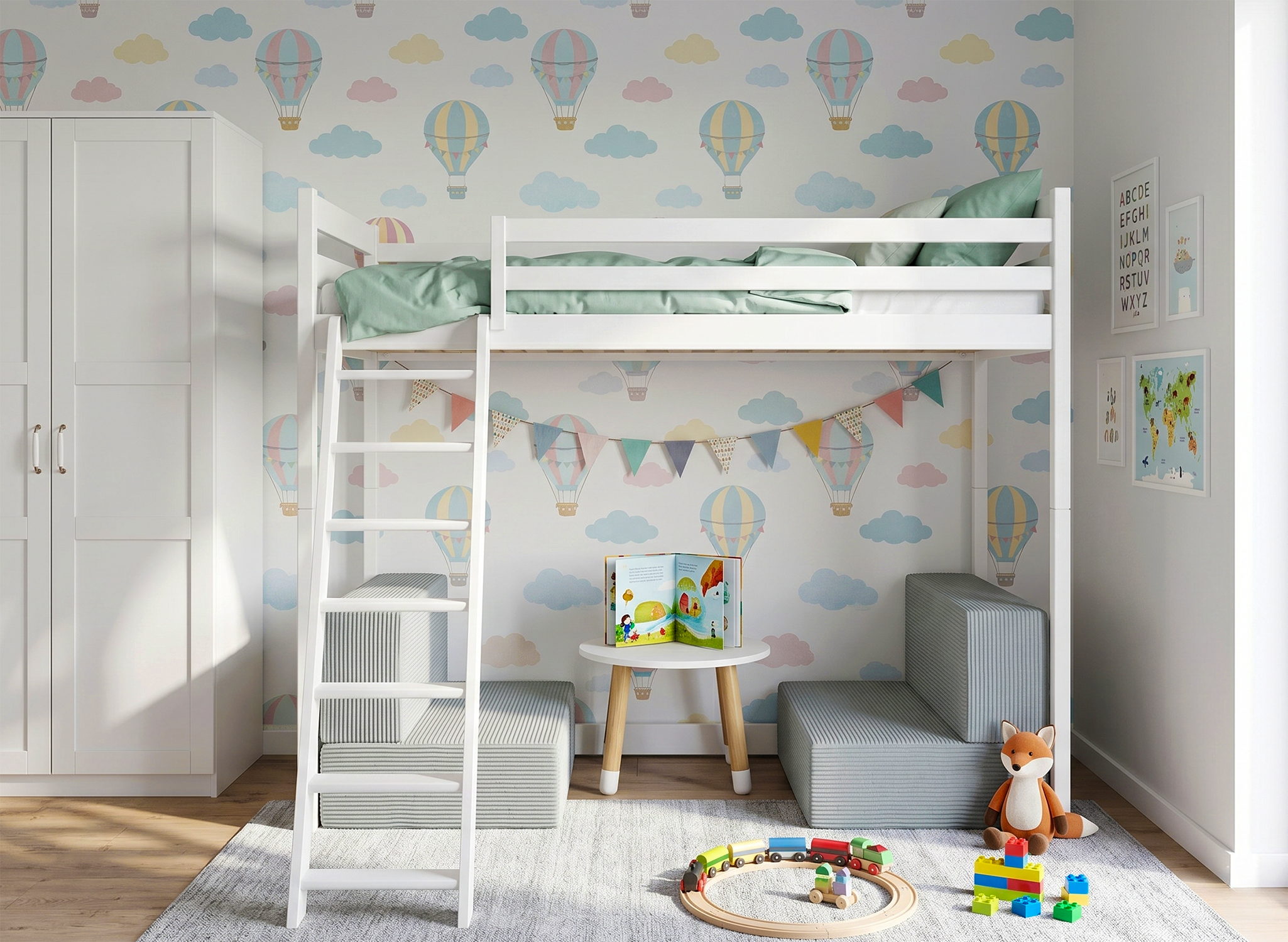 Lit mezzanine SOFENA avec canapé modulable – Lano Meble